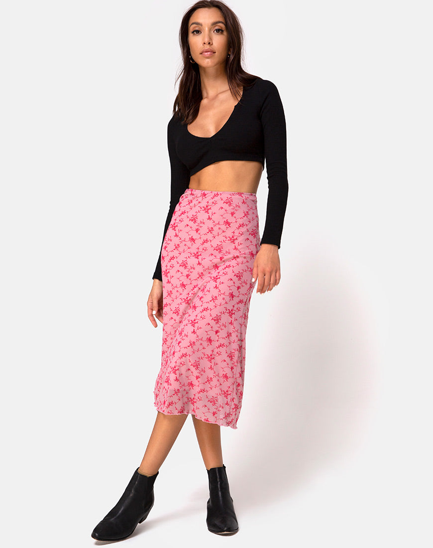 Image of Taura Skirt in Love Bloom Pink Flock