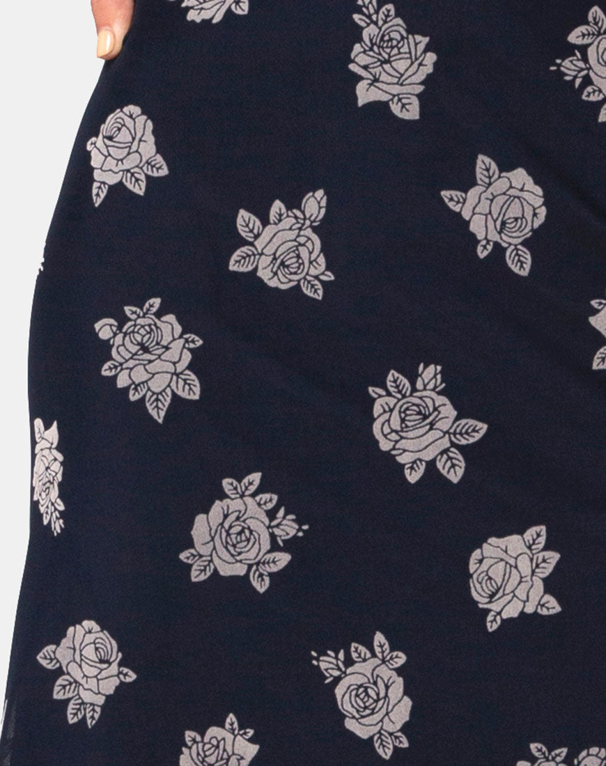 Image of Tauri Midi Skirt in Black Flock Rose