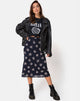 Image of Tauri Midi Skirt in Black Flock Rose