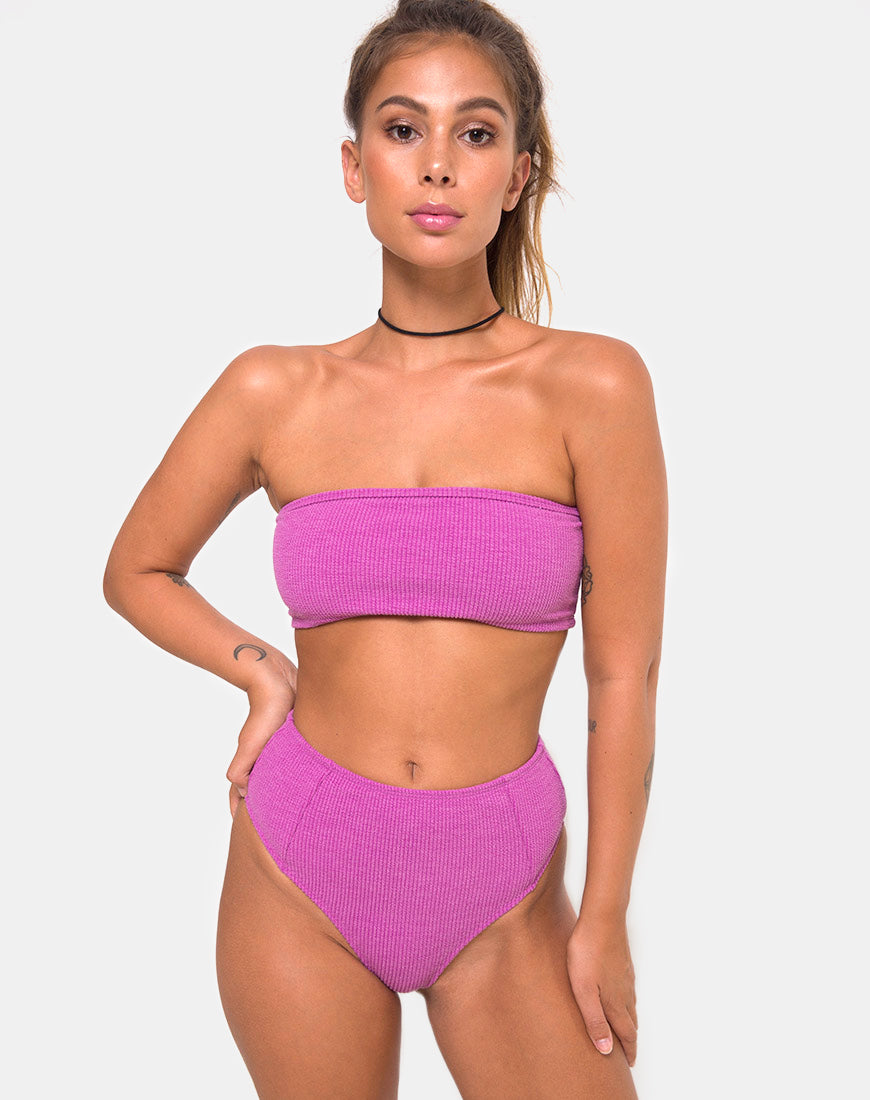 Taya Bikini Top in Crinkle Rib Violet