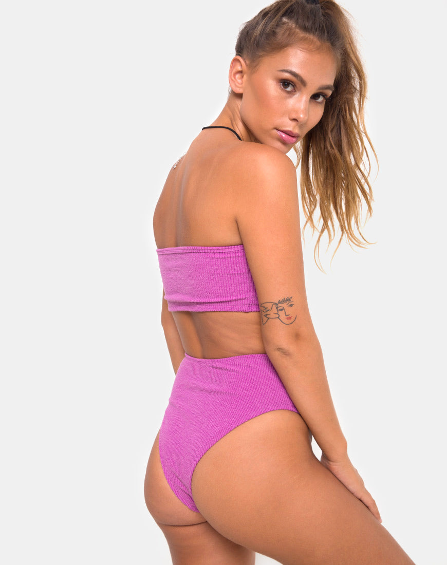 Taya Bikini Top in Crinkle Rib Violet