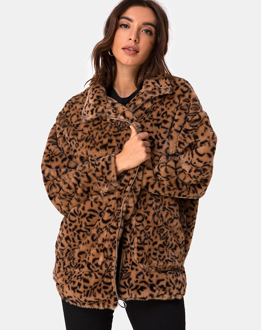 Teddy Bear Fur Coat in Brown Leopard – motelrocks.com