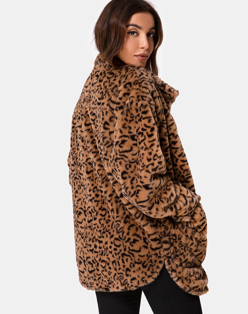 Teddy Bear Fur Coat in Brown Leopard – motelrocks.com