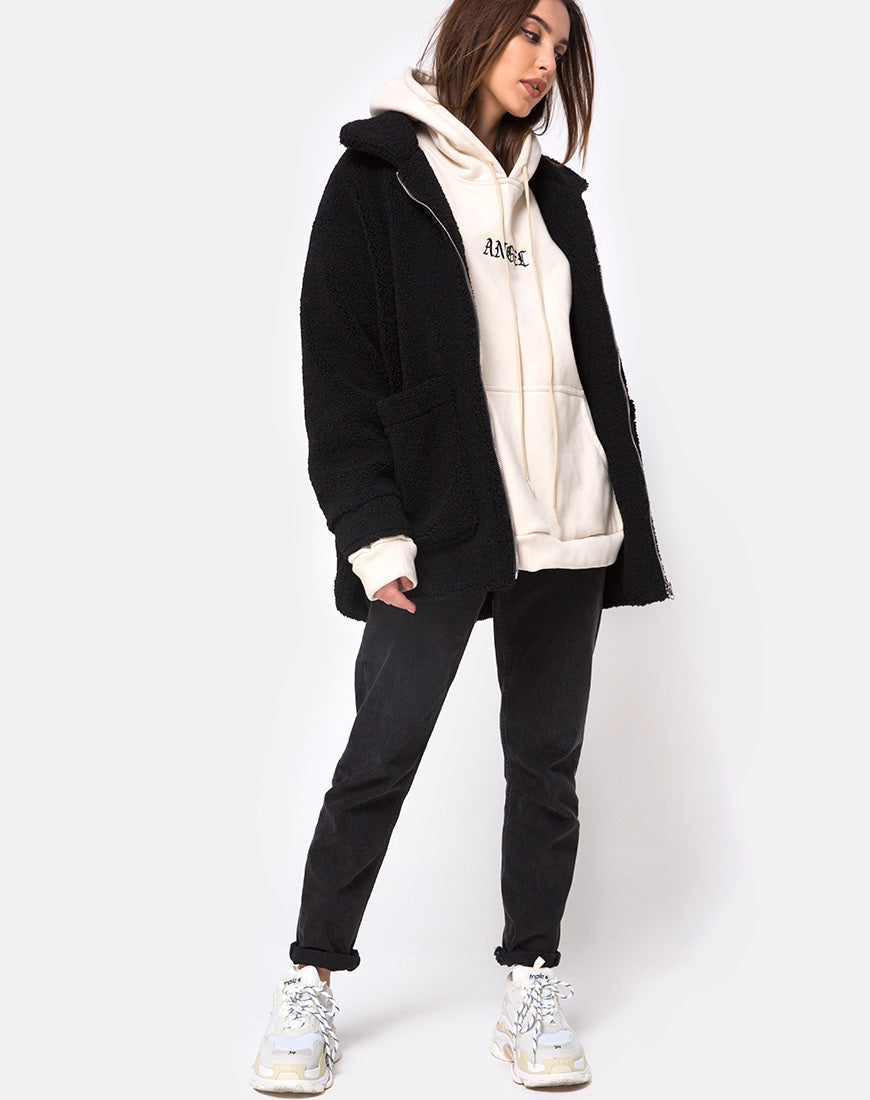 Image of Teddy Bear Wool Coat in Black