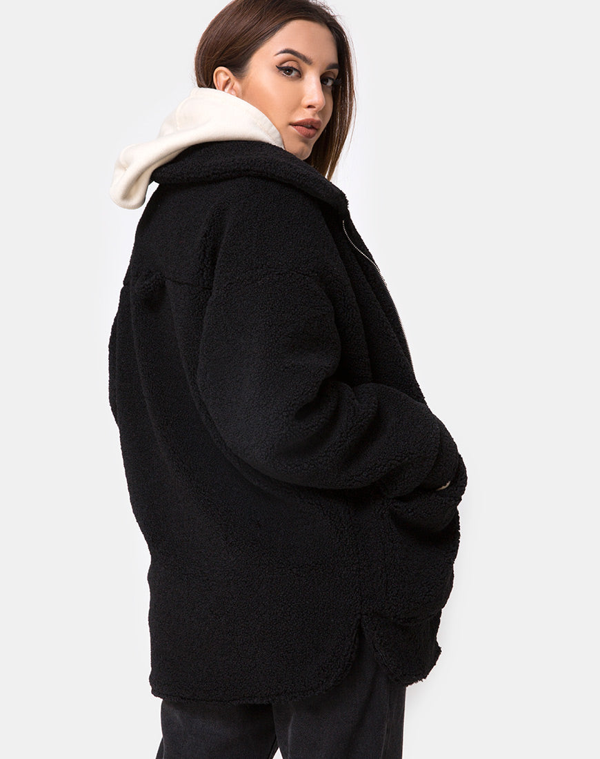 Image of Teddy Bear Wool Coat in Black