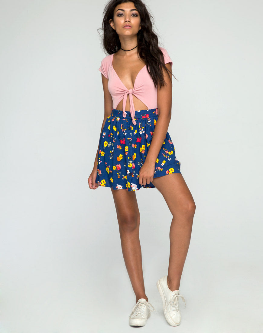 Image of Thione Skater Skirt in Fleur Navy