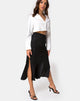 Image of Tindra Midi Skirt in Satin Ditsy Rose Black