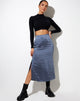 Image of Tindra Midi Skirt in Satin Slate Blue