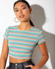 Image of Tindy Crop Top in Rib Green Purple and Yellow