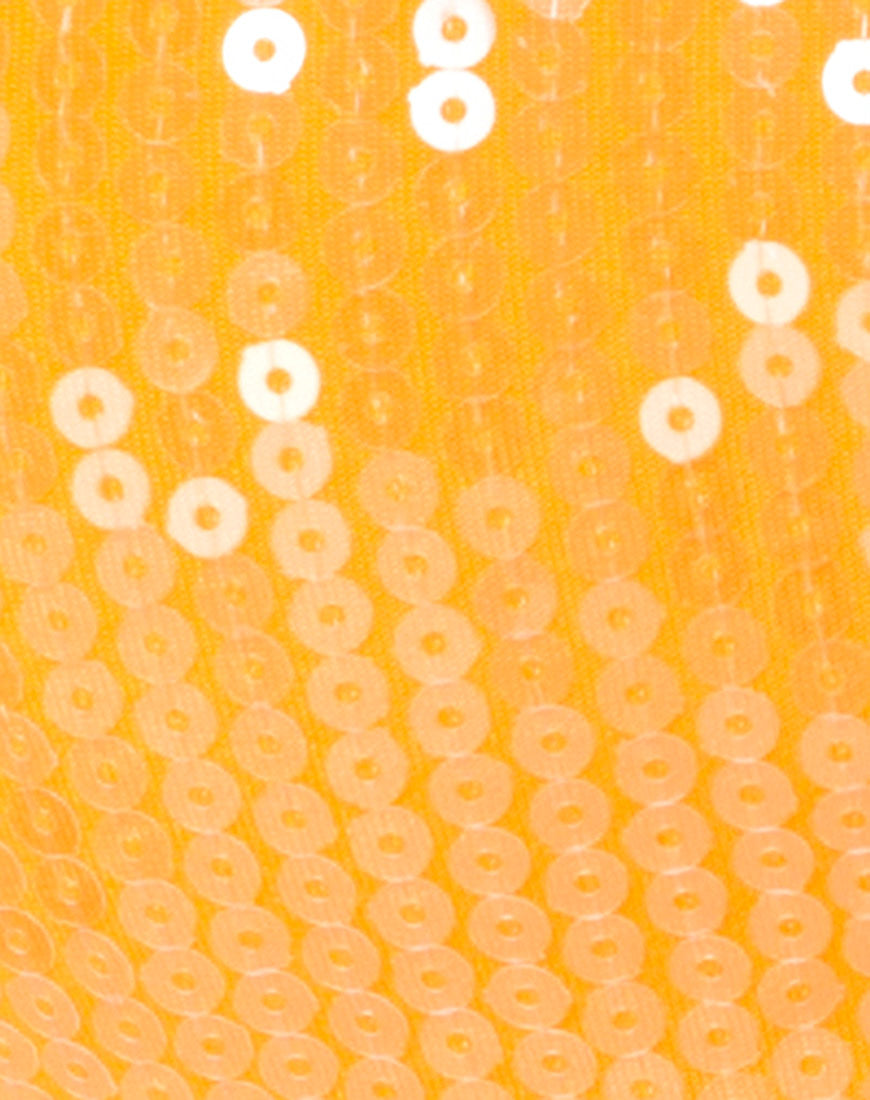 Image of Tindy Crop Top in Tangerine with Clear Sequin