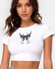 Image of Tindy Top in White w/ Black Butterfly Embro