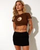 Image of Tindy Crop Top in Cocoa Brown Yin and Yang