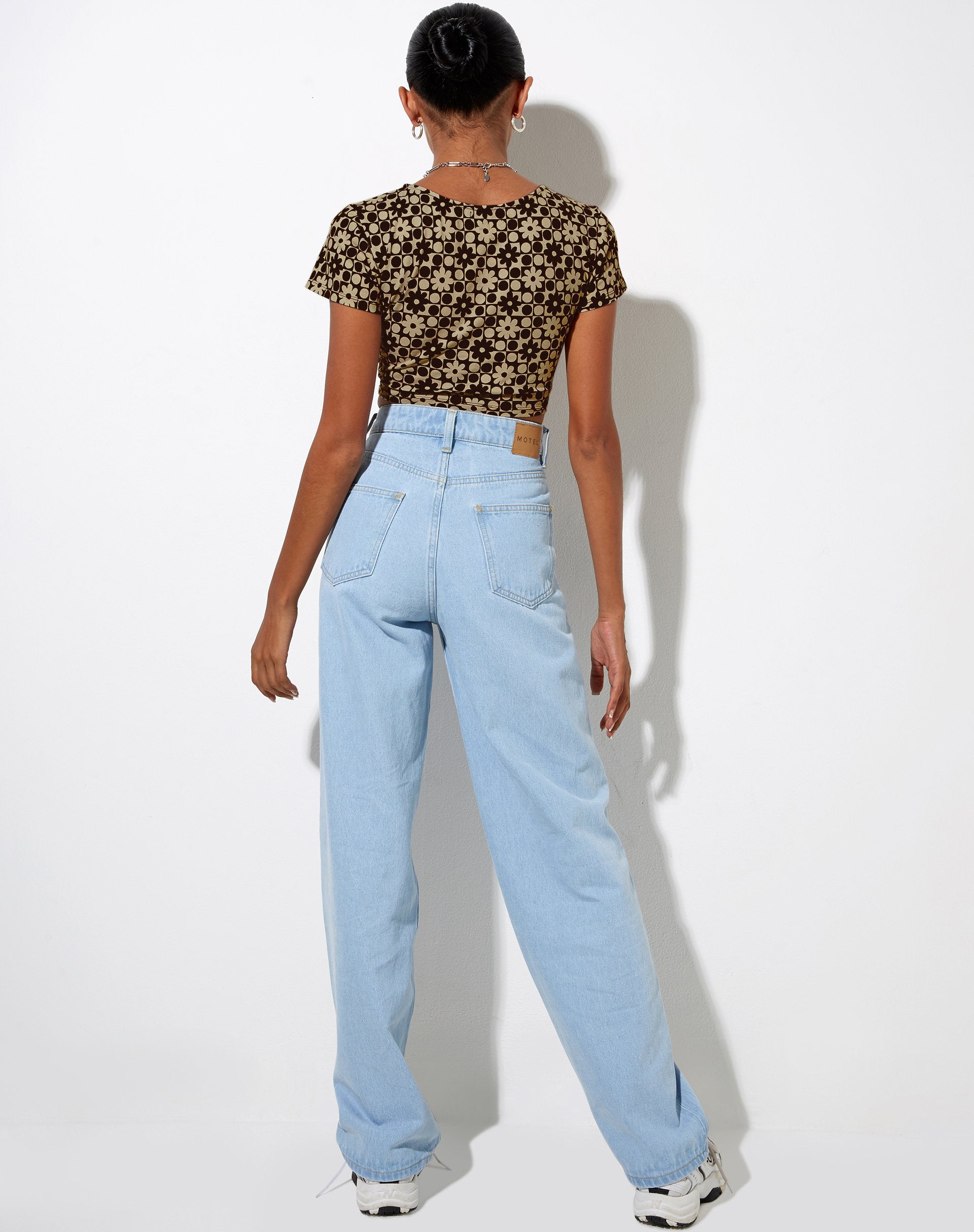 Image of Tindy Crop Top in Patchwork Daisy Brown