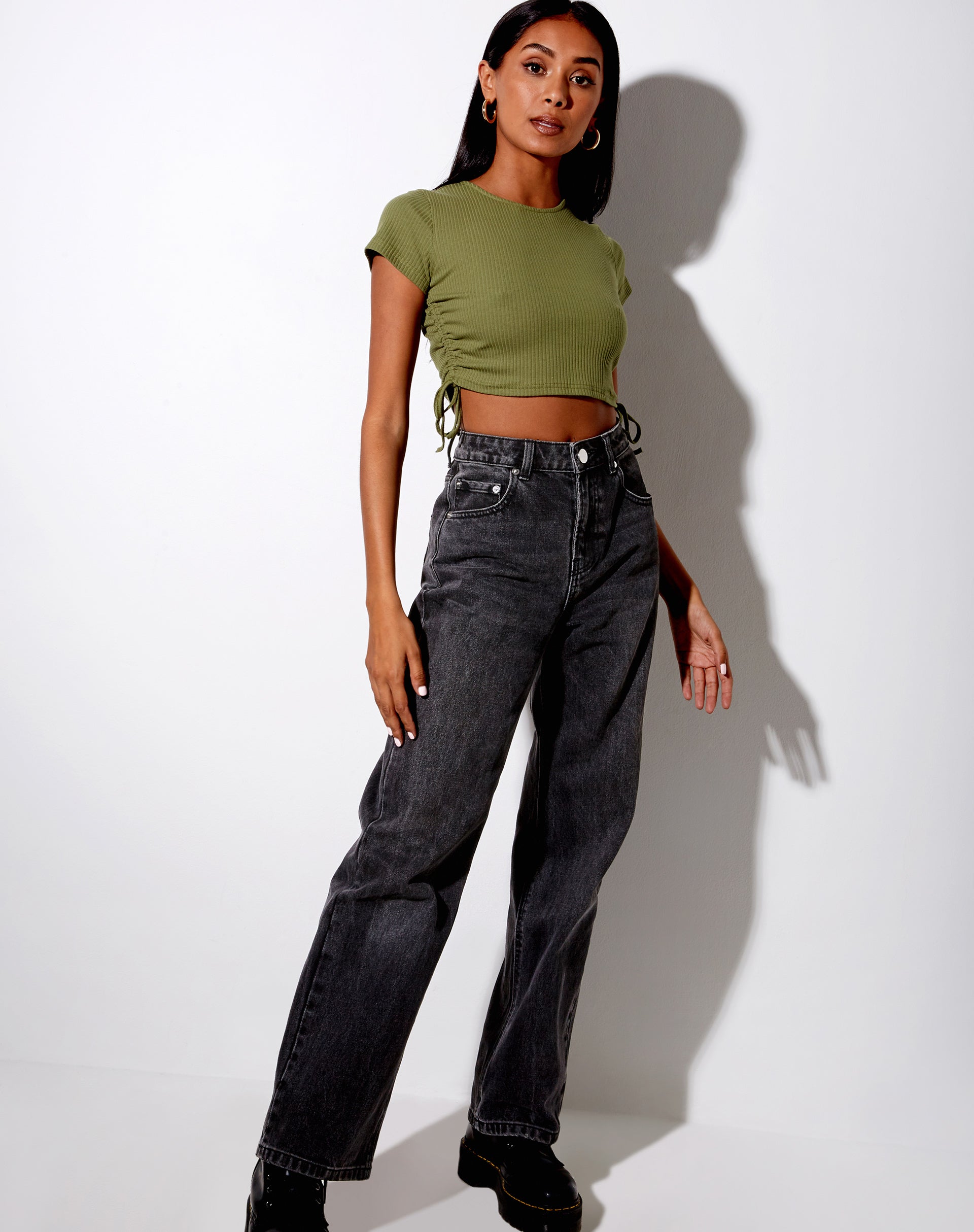 Image of Tiner Crop Top in Rib Olive