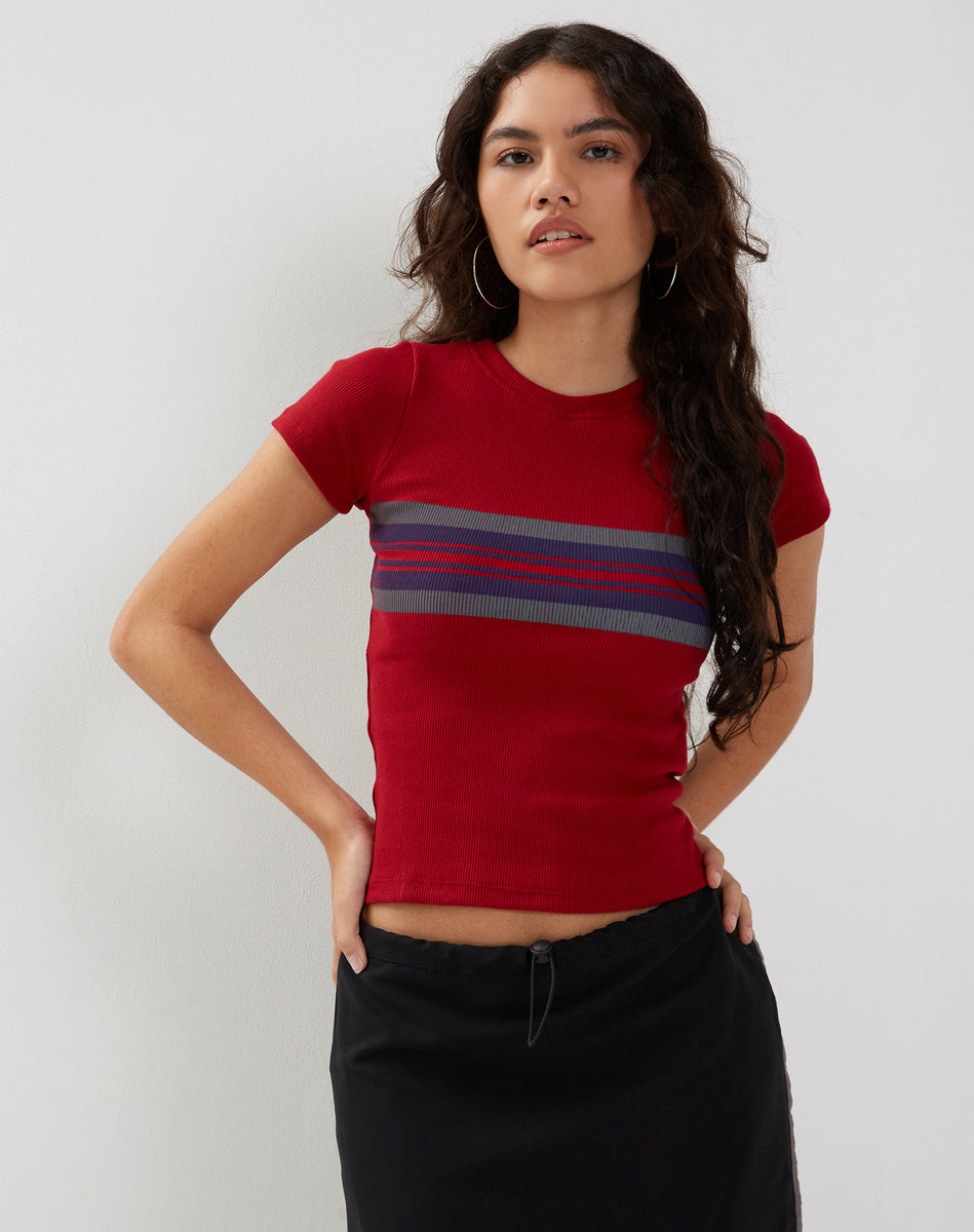 Adrenalin Red Stripe Top | Tiona – motelrocks.com