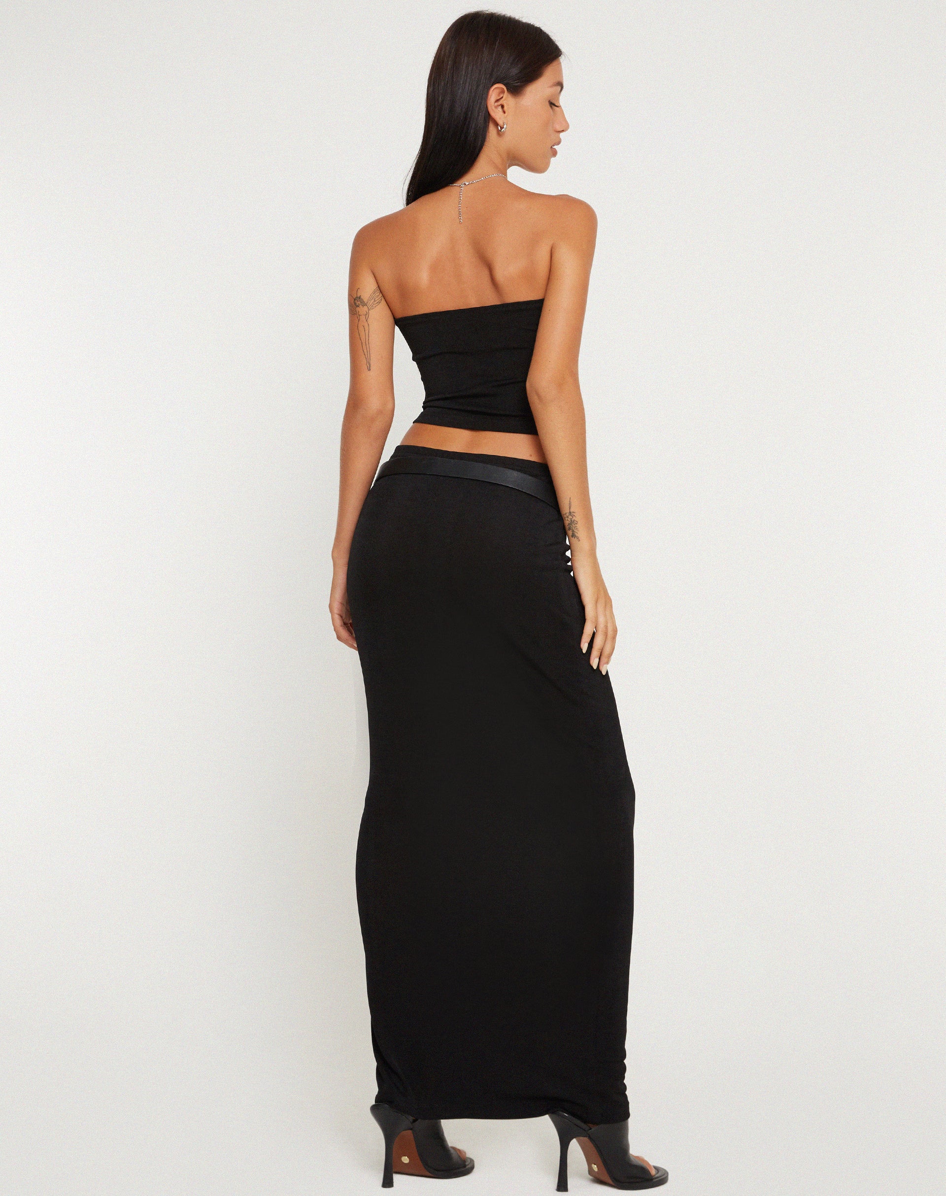 image of Tulus Low Rise Maxi Skirt in Black