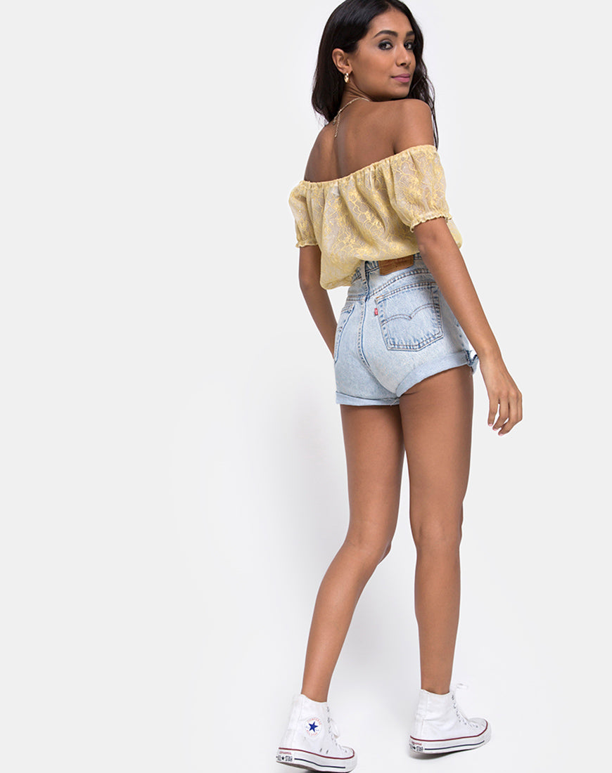 Image of Eva Crop Top in Pastel Lace Lemon