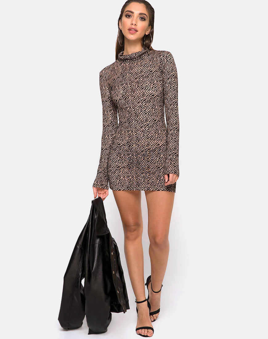 Image of Torin Bodycon Dress in Tiger Net Tan