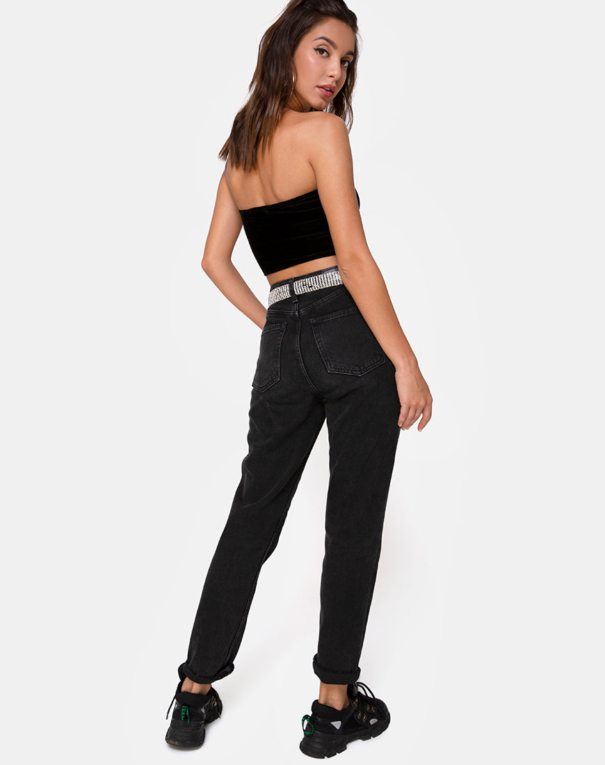 Image of Tube top in Black with Angel Diamante Hot Fix