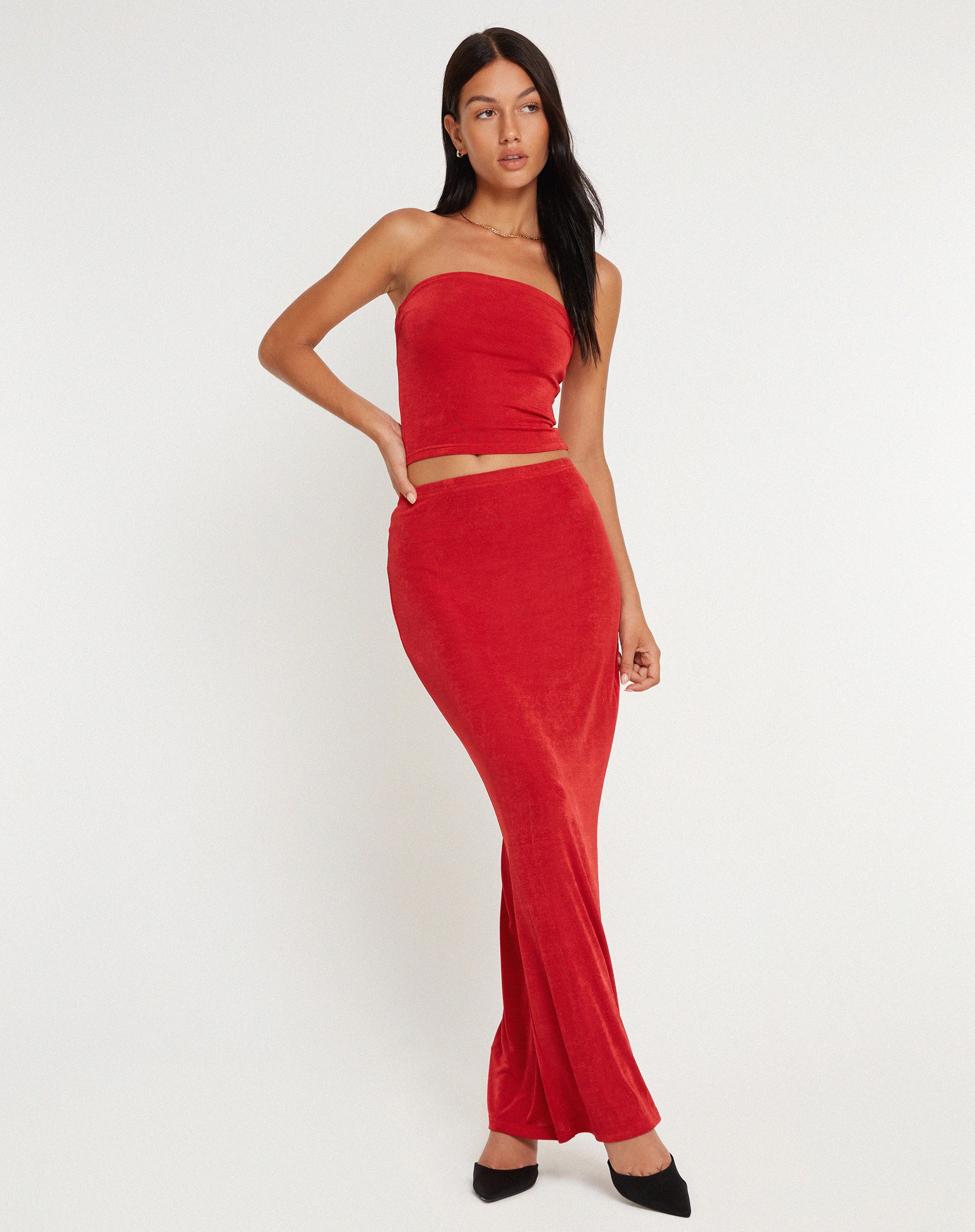 Red maxi skirt uk discount
