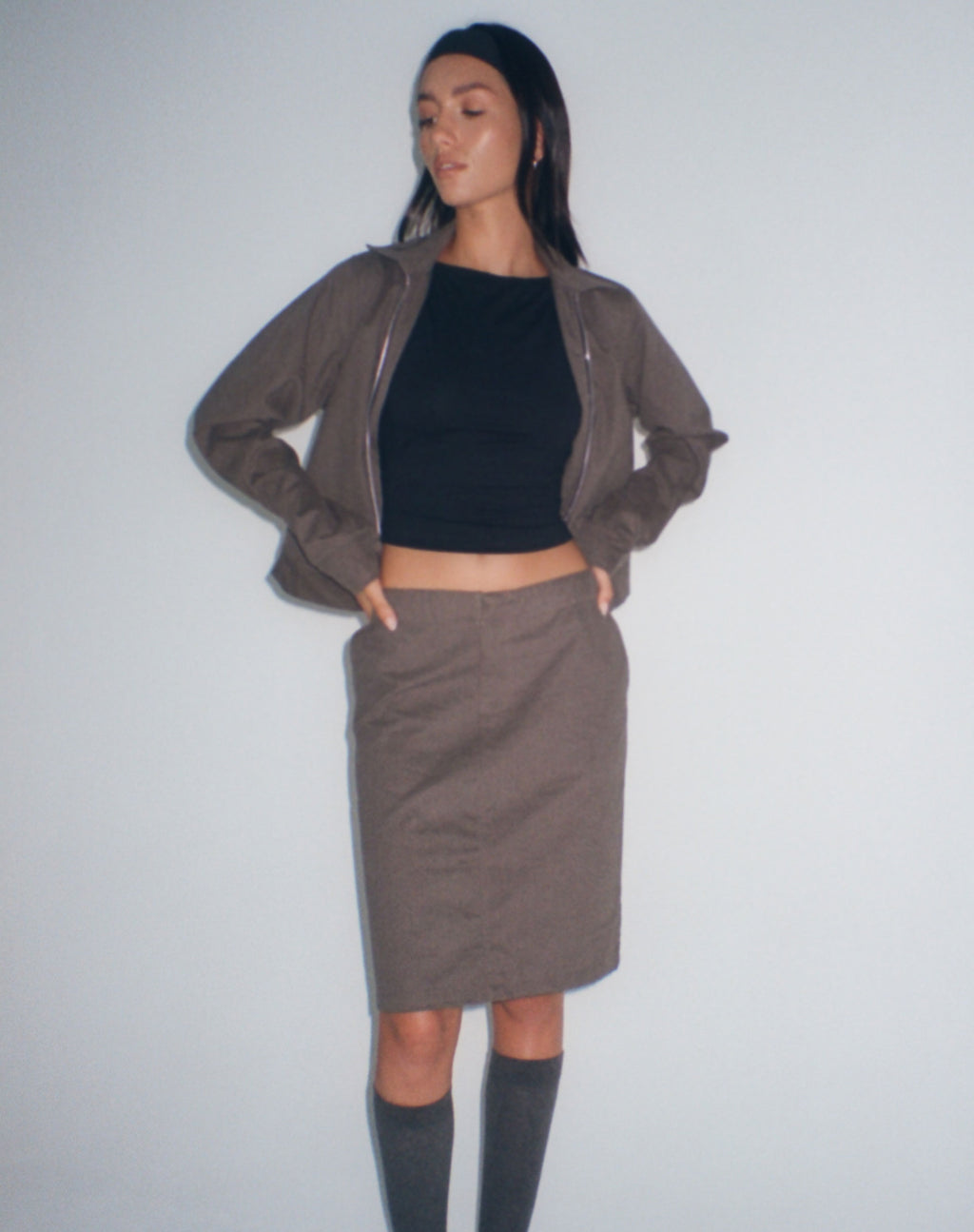 Yahya Midi Skirt in Dark Grey