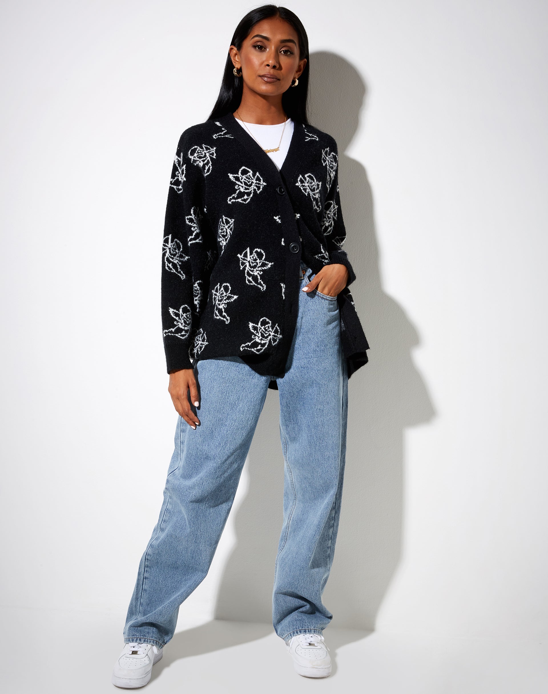 Image of Ummi Cardigan in Cherub Black and White