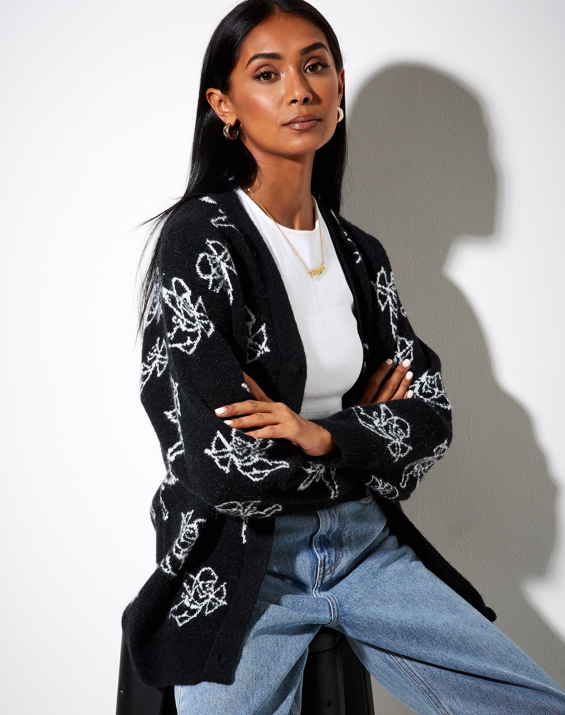 Image of Ummi Cardigan in Cherub Black and White