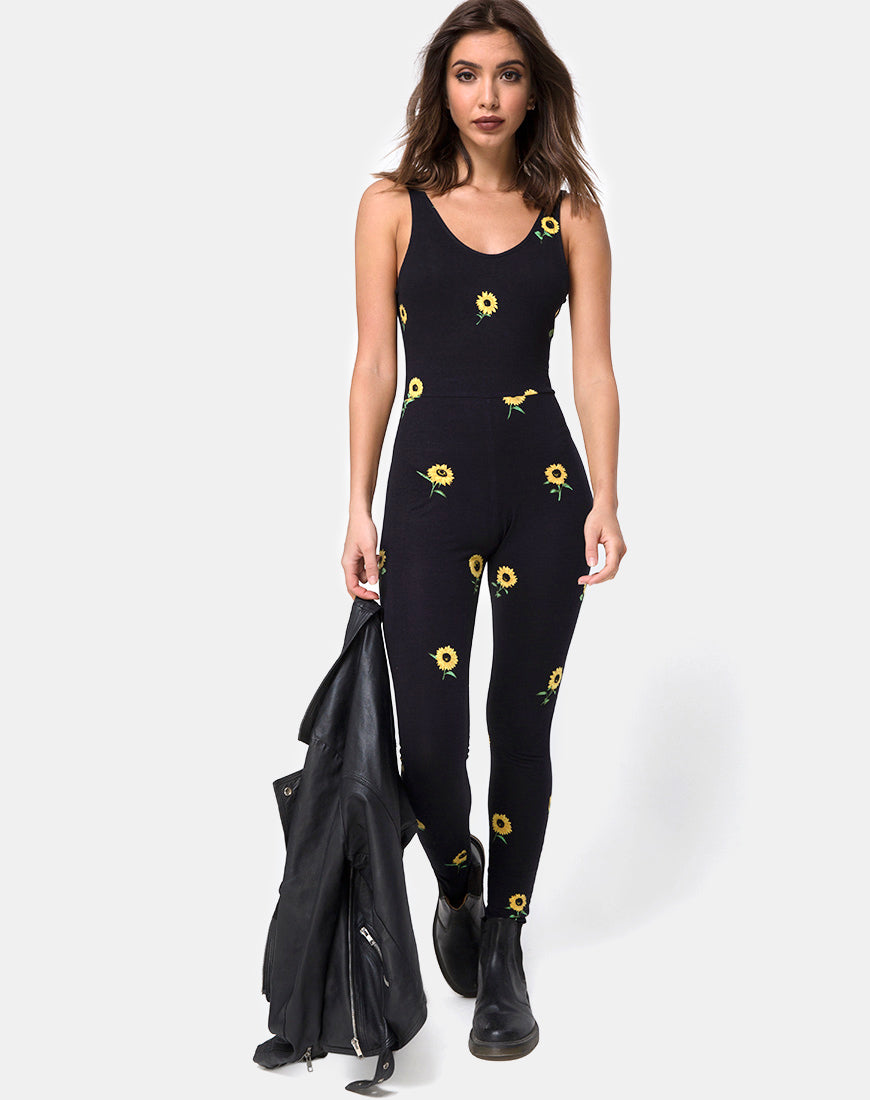 Image of Unitard in Ditsy Sunflower