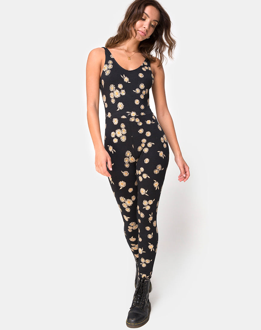 Image of Unitard in Grunge Daisy Floral