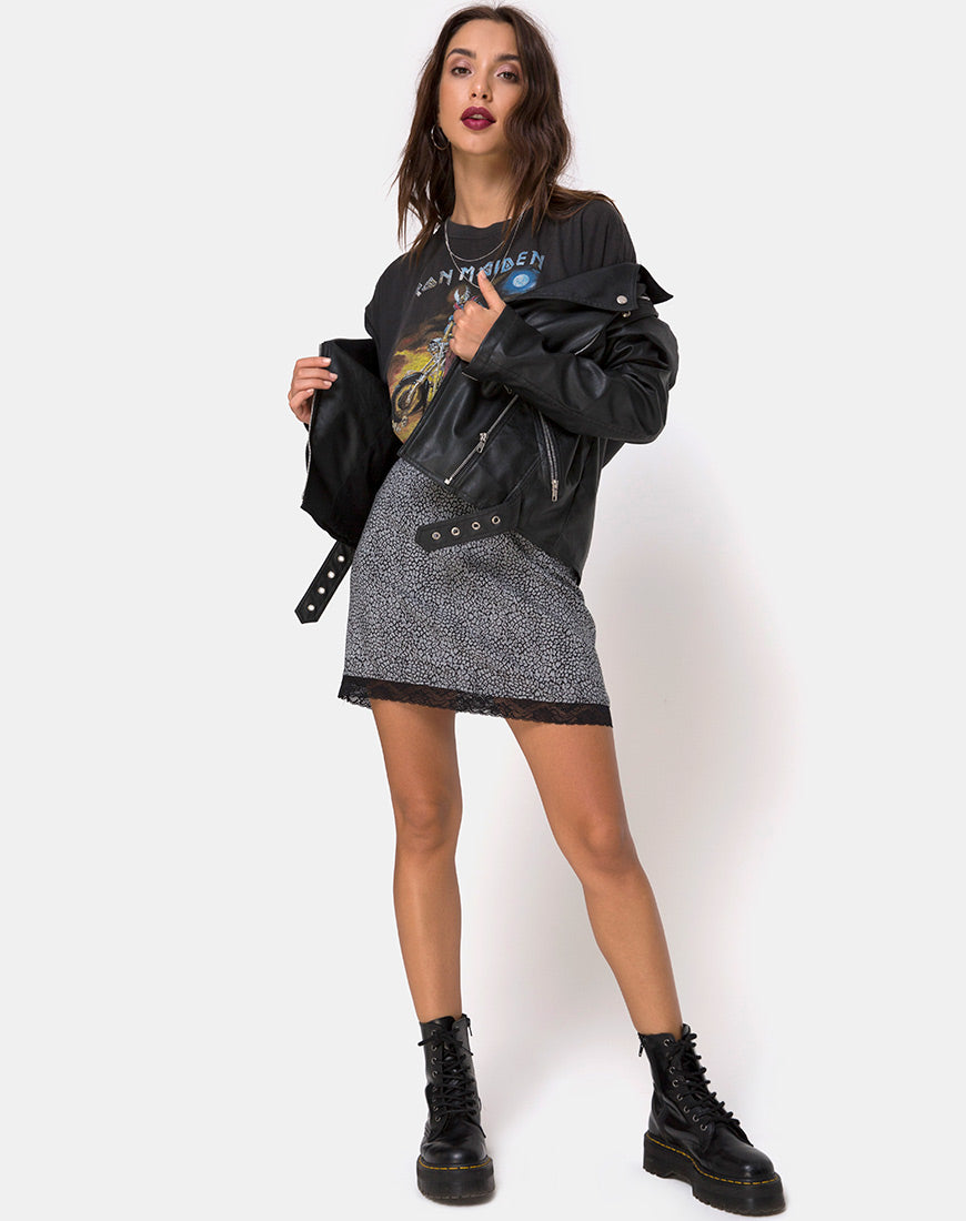 Image of Urila Mini Skirt in Ditsy Leopard Grey