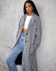 Image of Duster Coat in Houndstooth Black and White