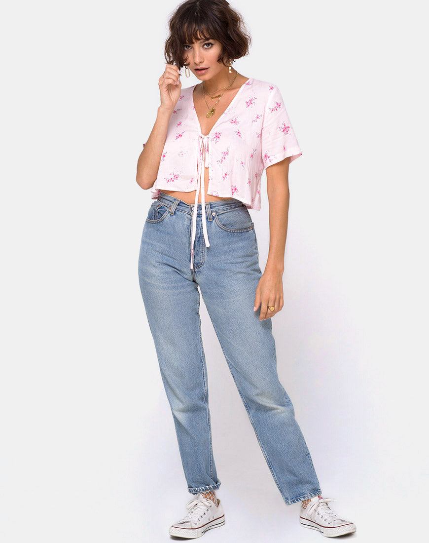 Image of Vacoal Blouse in Forget Me Not Floral Pink