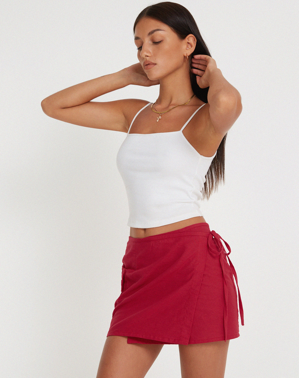 Valio Mini Skirt in Tango Red