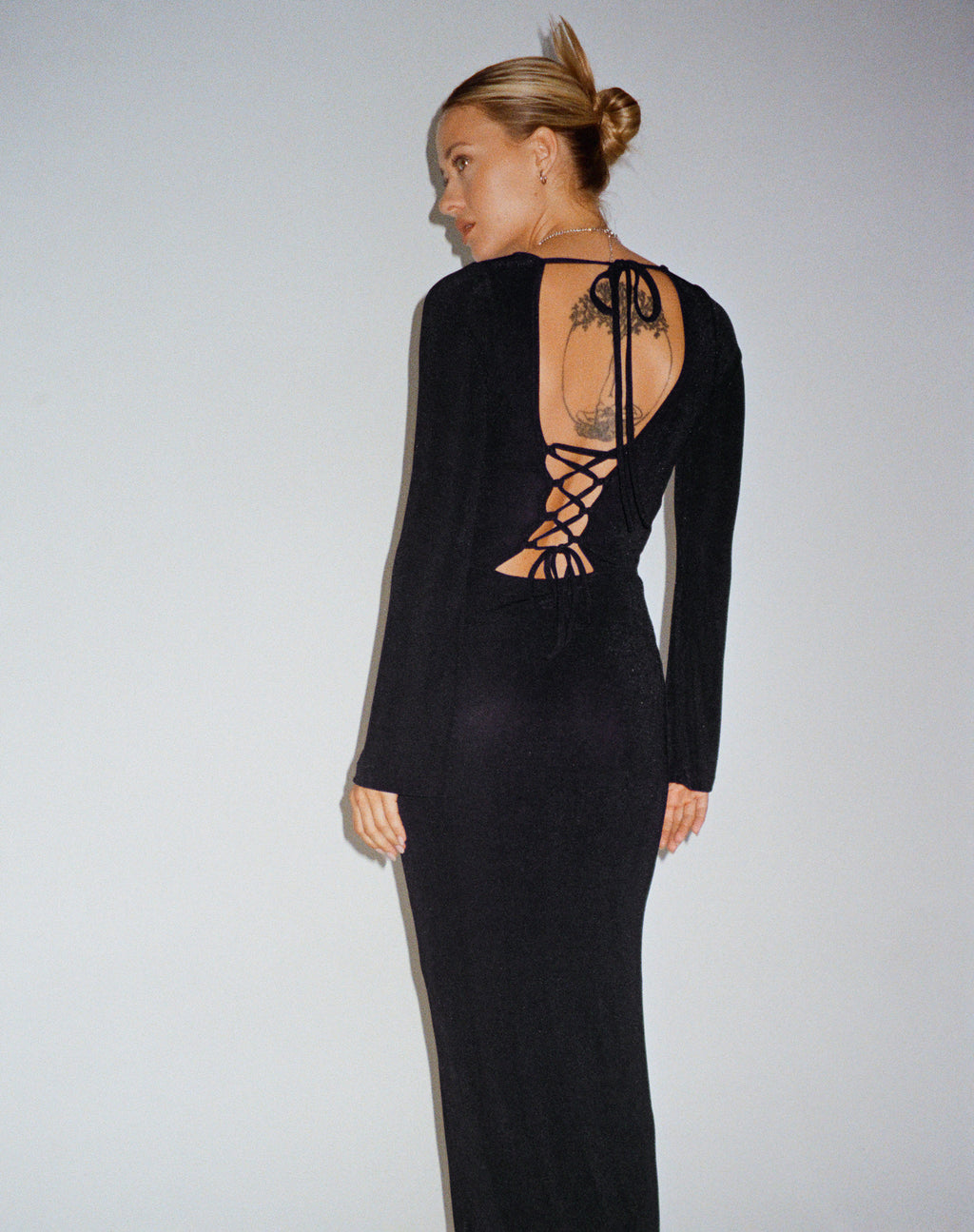 Varna Long Sleeve Maxi Dress in Black
