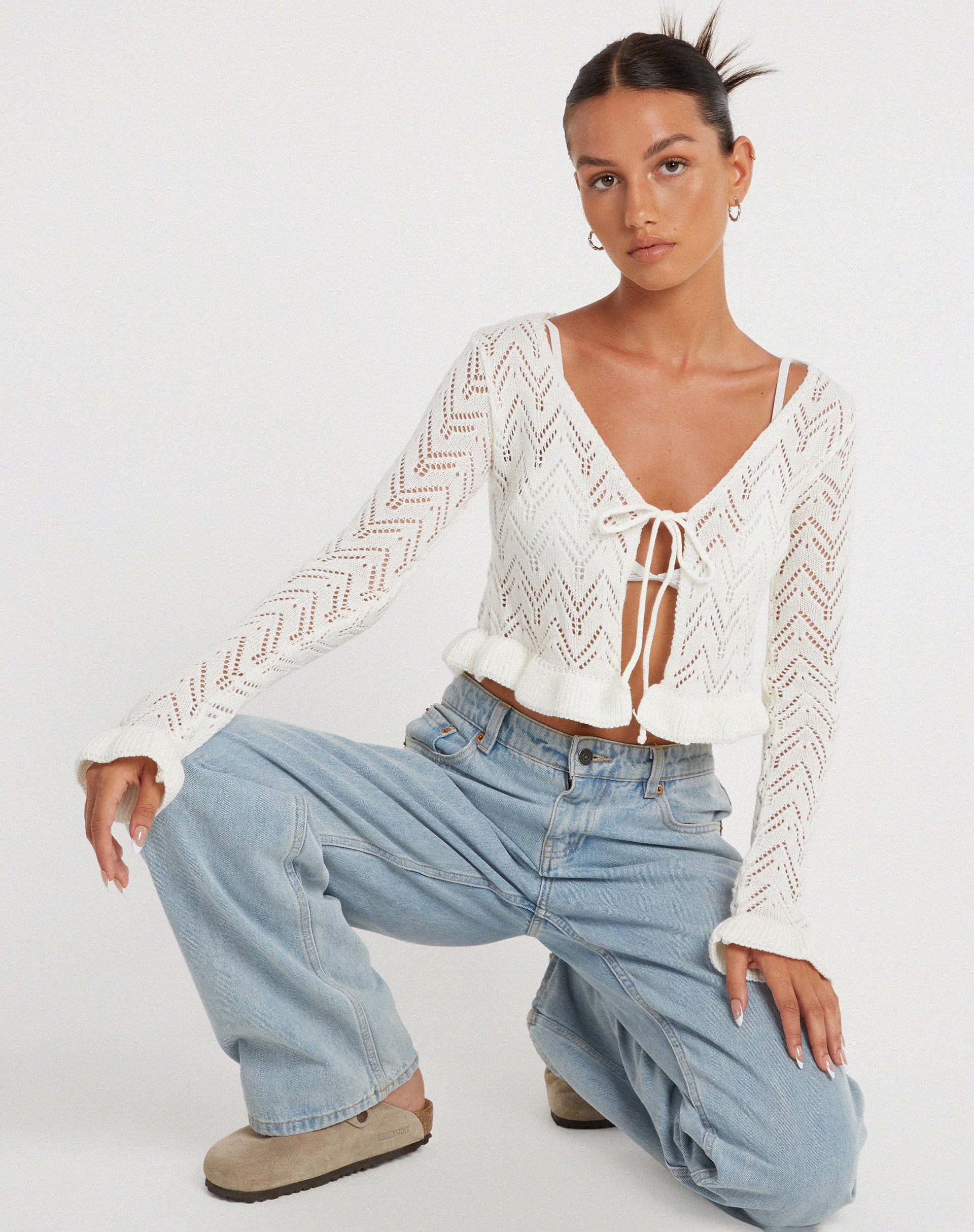 image of Vella Cardi in Knitted Ivory