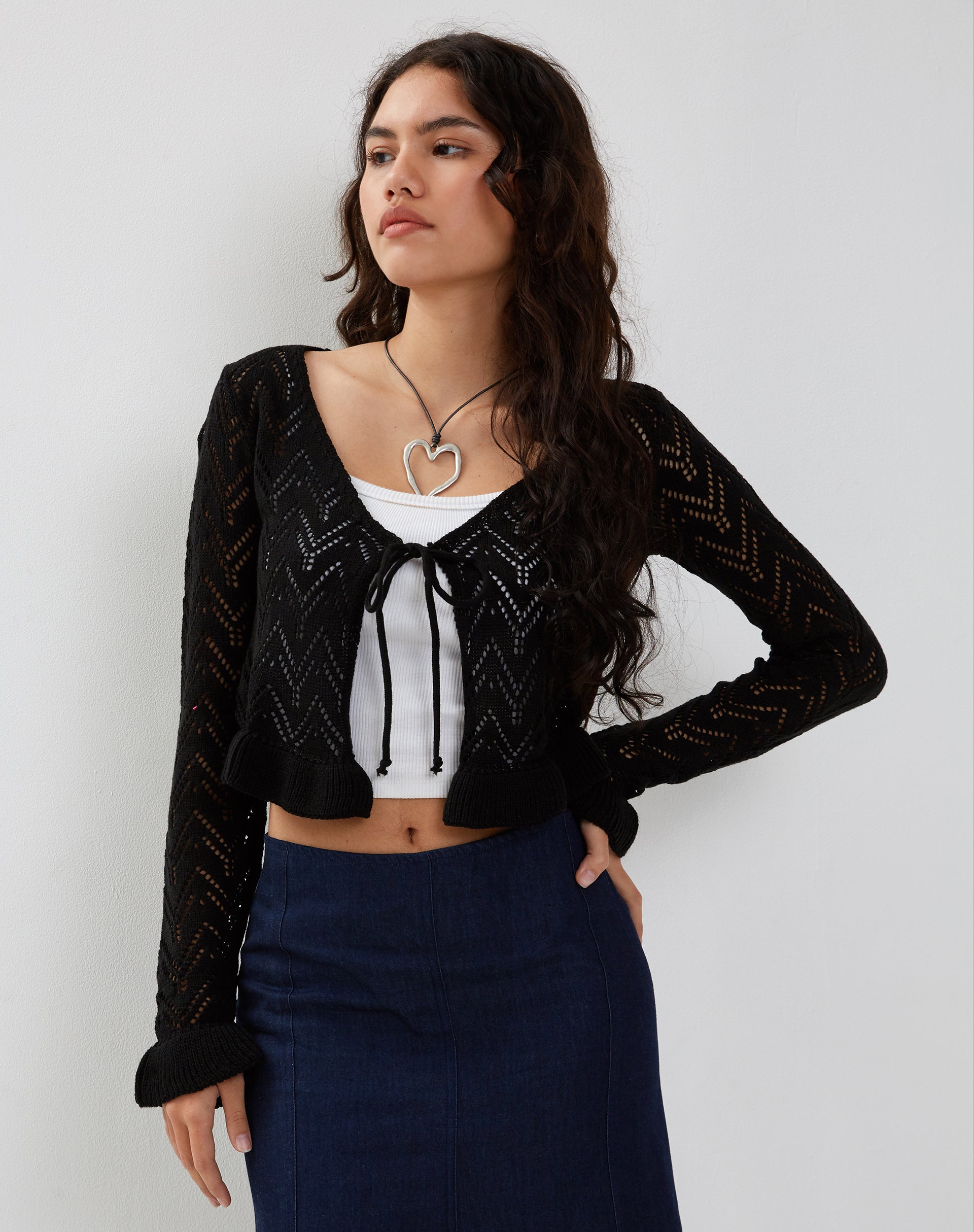 Image of Vella Cardigan in Knitted Black