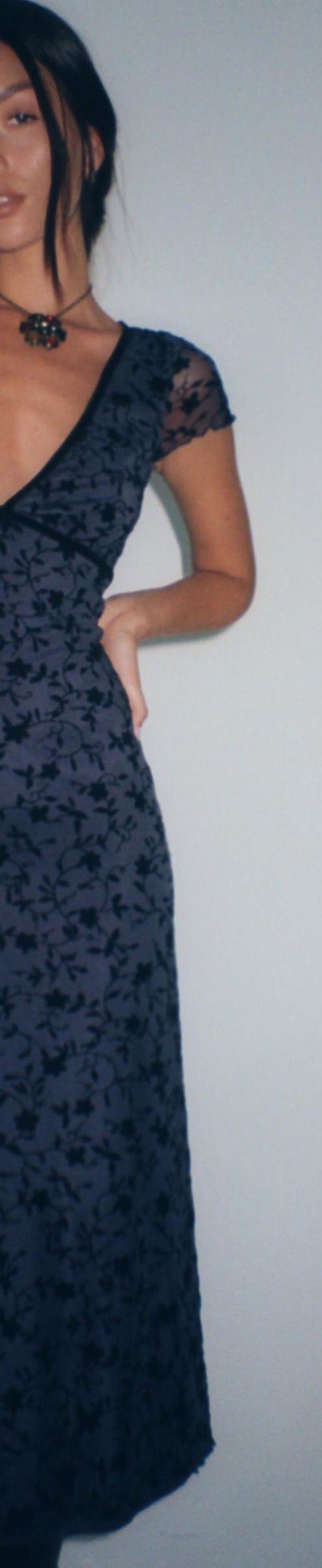 Image of Vilinia Midi Dress in Pretty Petal Flock Black