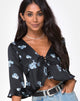 Image of Vinequa Top in Satin Mono Flower Black