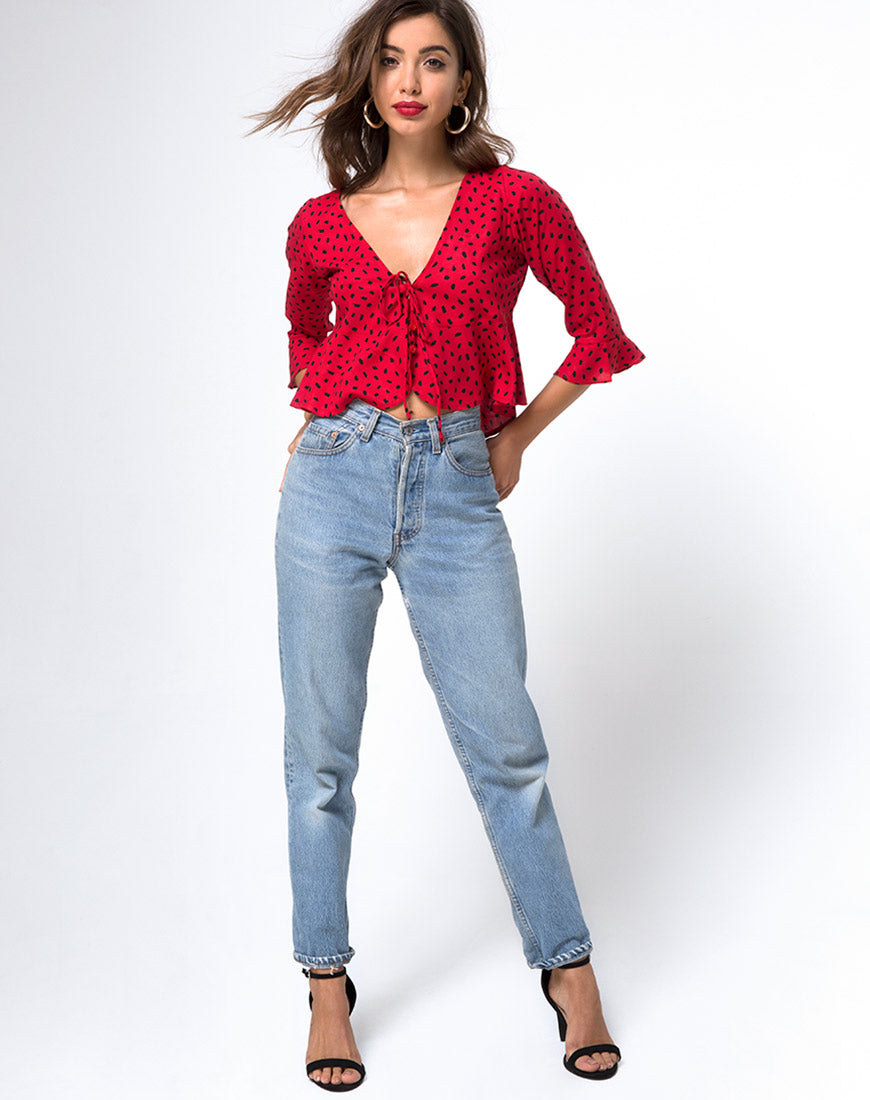Image of Vinequa Top in Mini Diana Dot Red and Black