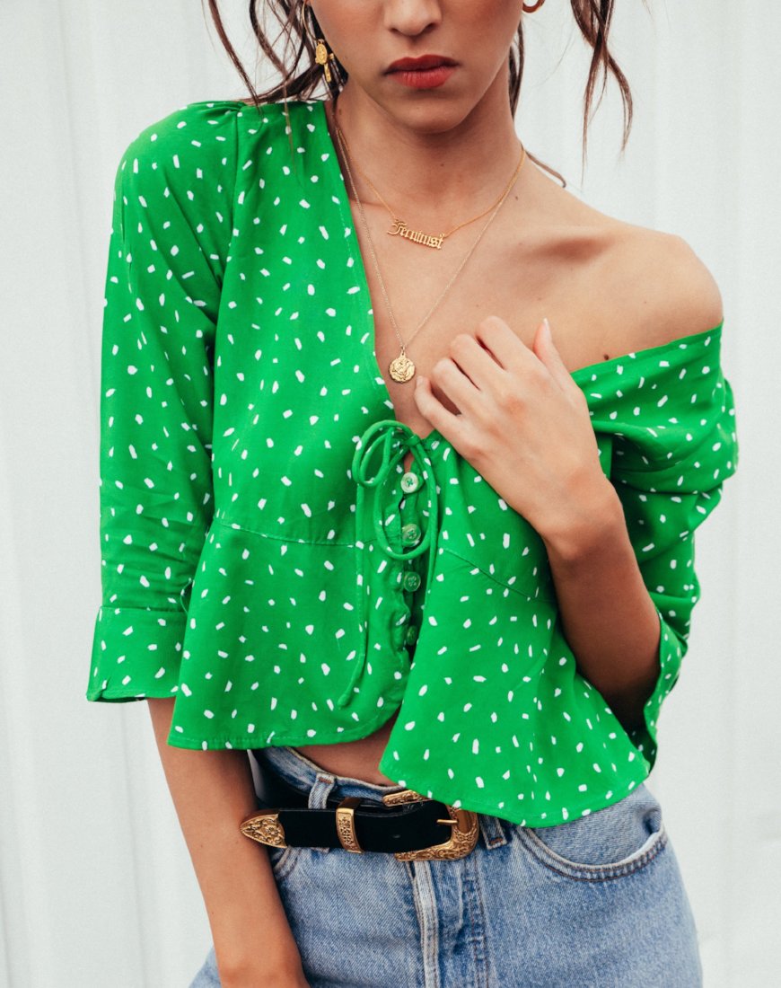 Vinequa Blouse in Mini Diana Dot Green