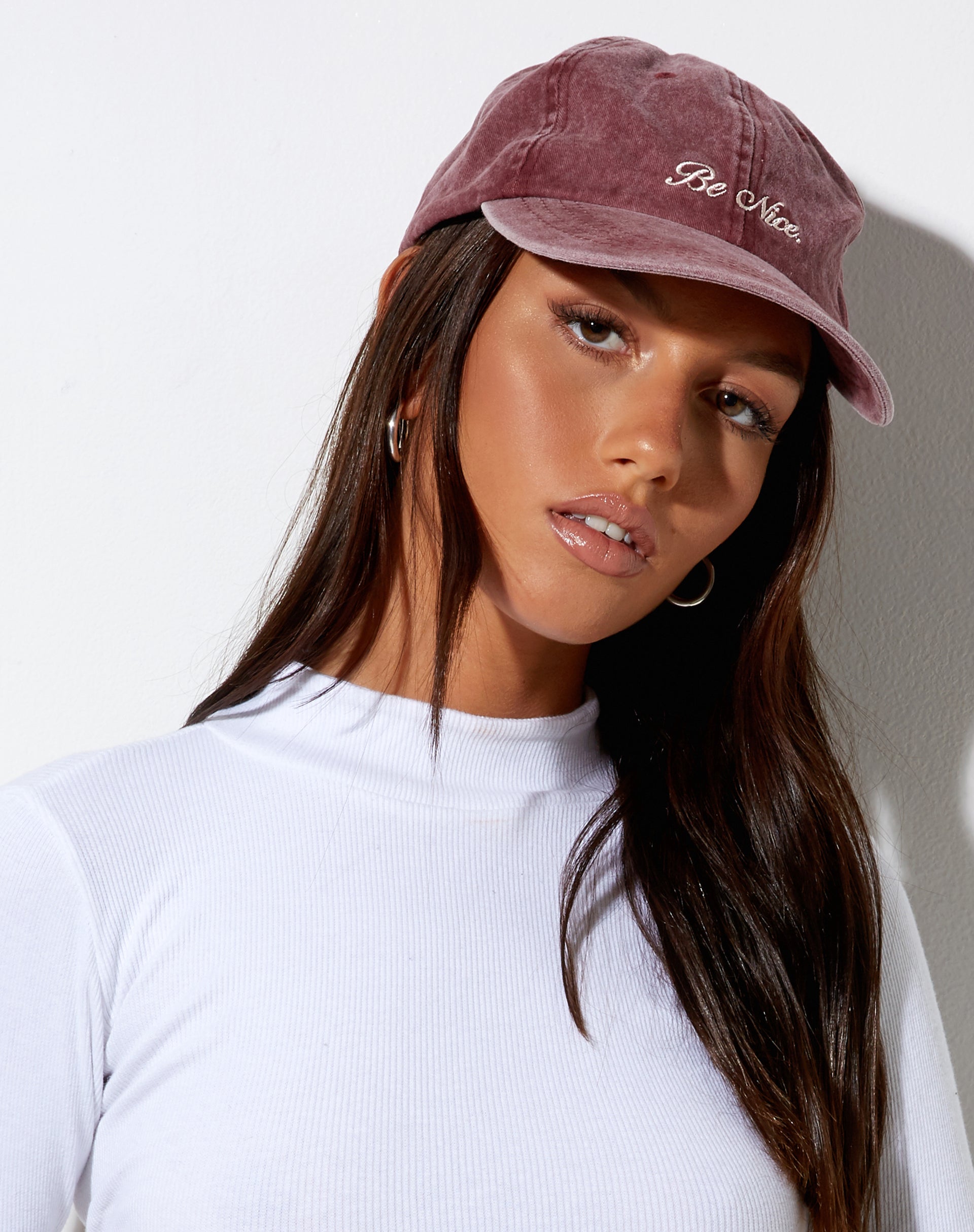 Image of Vintage Hat in Burgundy with Be Nice Embro