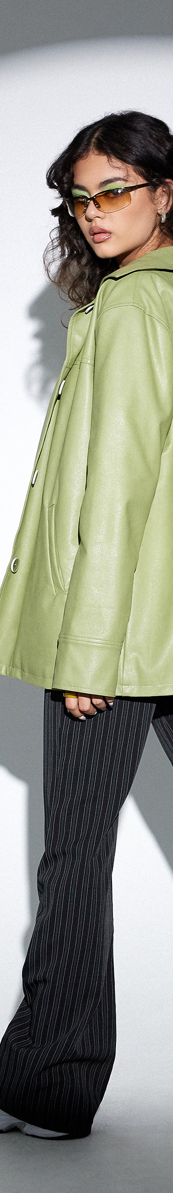 Oversize Pu Green Jacket | Walta – motelrocks.com