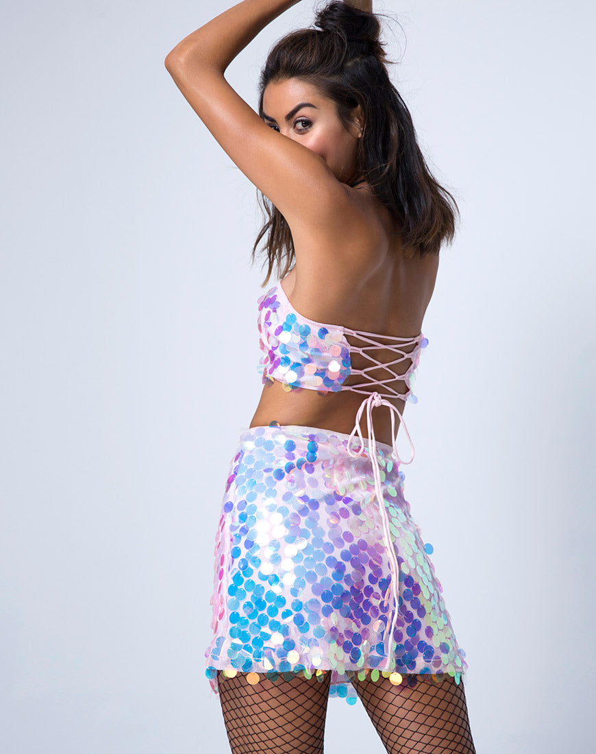 Image of Weaver Skirt in Unicorn Disc Sequin