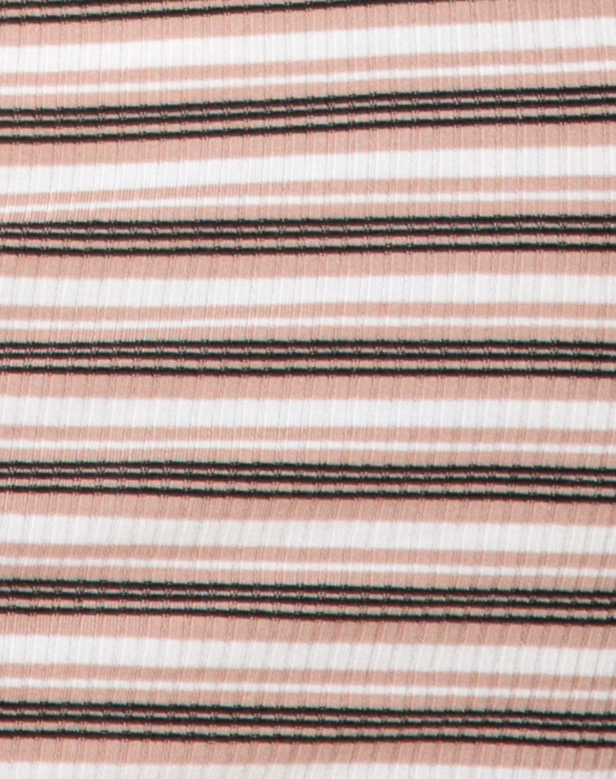 Image of Whitley Bodycon Dress in Rib Stripe Cream Black and Tan