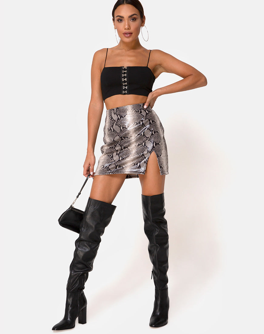 Beige Pleather Snake Skirt | Wren – motelrocks.com