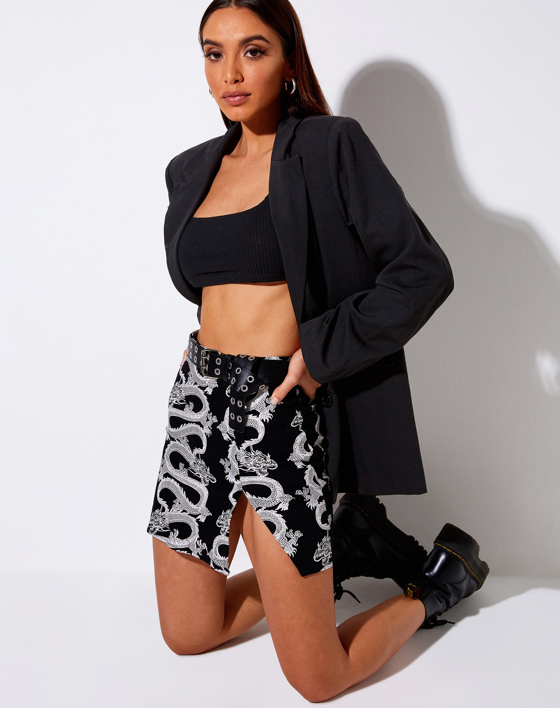 Image of Wren Mini Skirt in Dragon Rope Black Placement