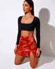Image of Wren Mini Skirt in Dragon Flower Red and Gold
