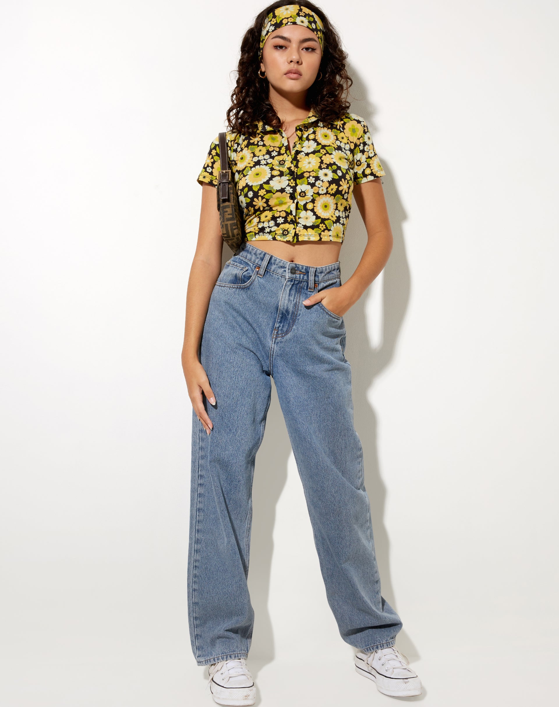 Image of Wuma Cropped Shirt in Retro Floral