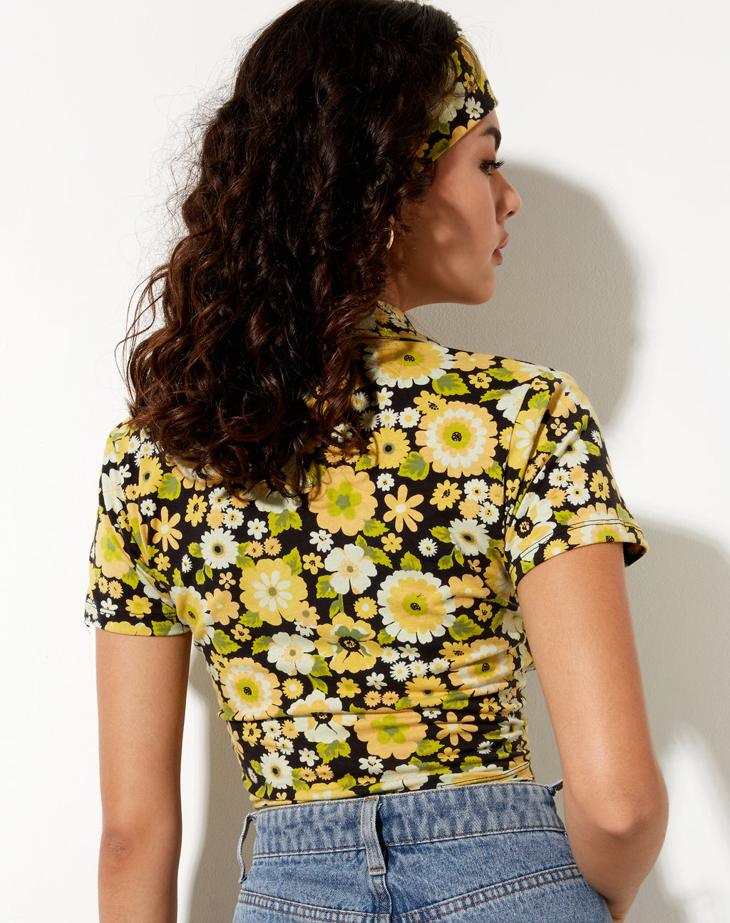 Wuma Cropped Shirt in Retro Floral