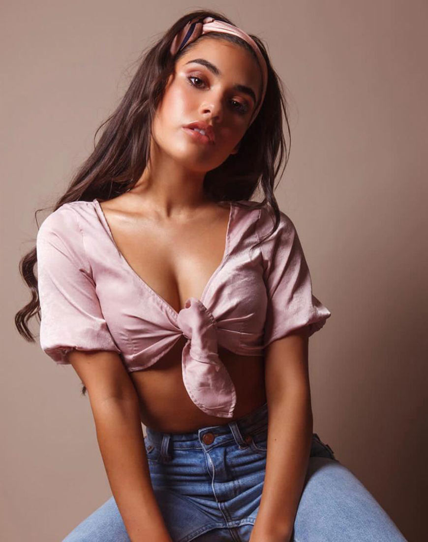 Image of Kavida Crop Top in Satin Dusty Rose